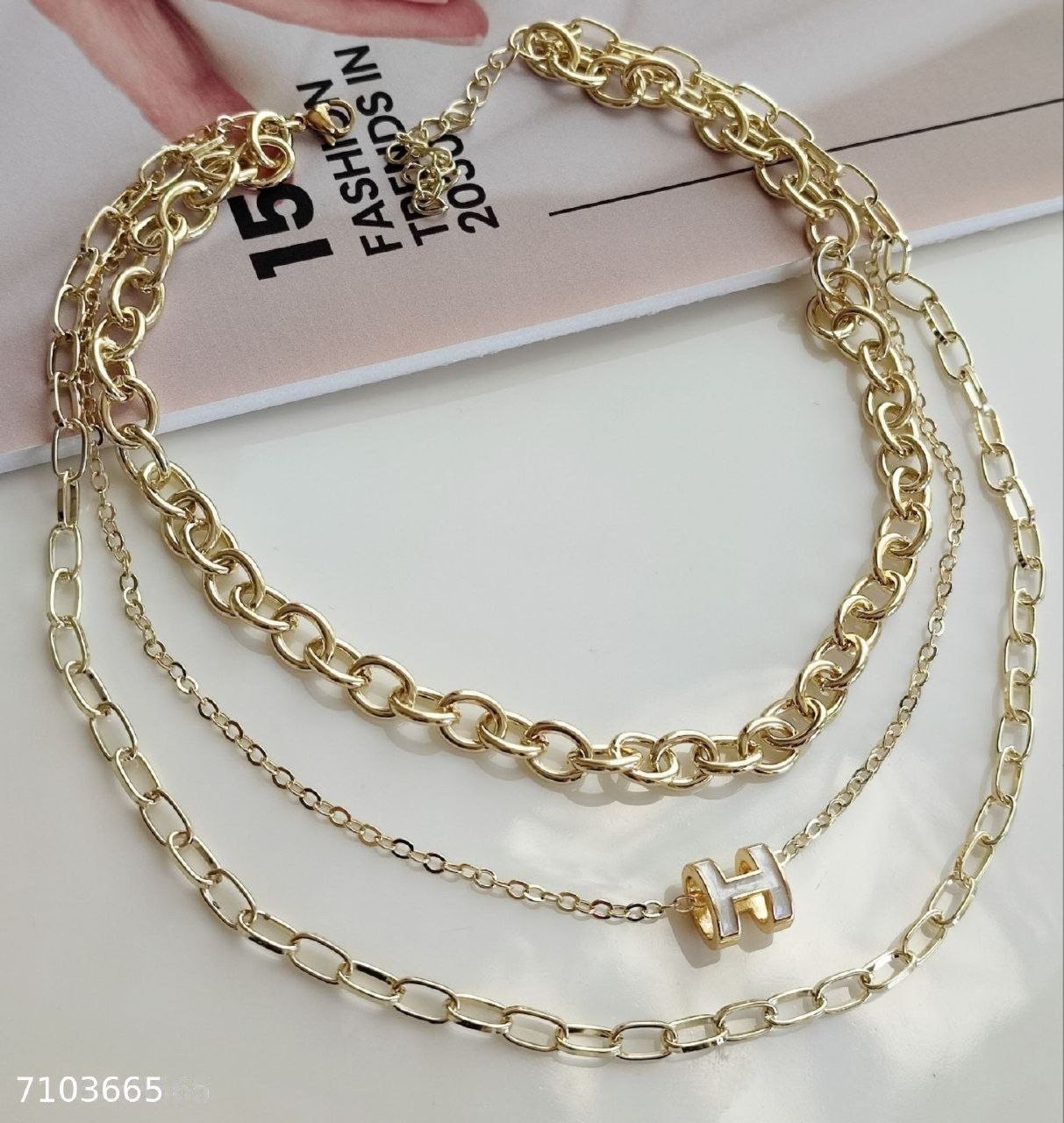 گردنبند سه لاین هرمس 7103665